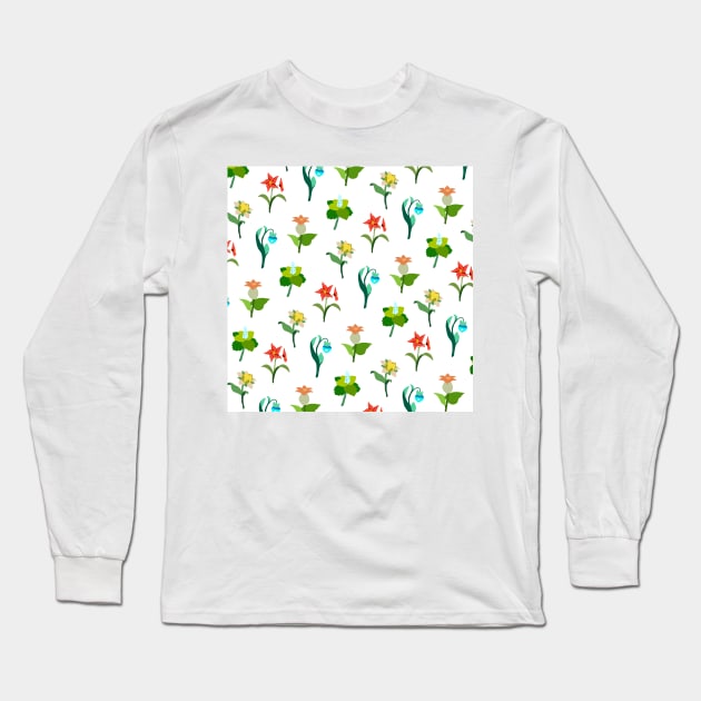 Mondstadt Flowers Print (White) Long Sleeve T-Shirt by casserolestan